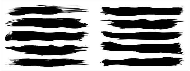 Coleção de pintar preto grungy artístico feito à mão pincel criativo conjunto isolado no fundo. Um grupo de esboços grunge abstratos para educação de design ou decoração de arte gráfica ilustração 3d - Foto, Imagem
