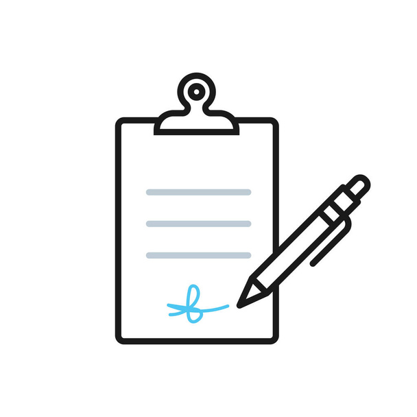 Clipboard icon. Signature on contract. Vector illustration, flat design - Vector, Image