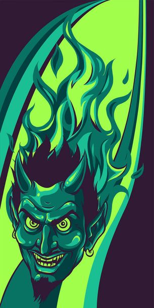 Evil face with flames vector illustration design - Vector, Image