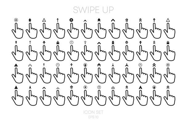 Hand Gesture Swipe большие иконки коллекции на белом фоне. Векторная иллюстрация - Вектор,изображение