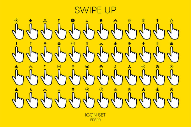 Hand Gesture Swipe big collection icons on yellow background. Vector illustration - Vector, Image