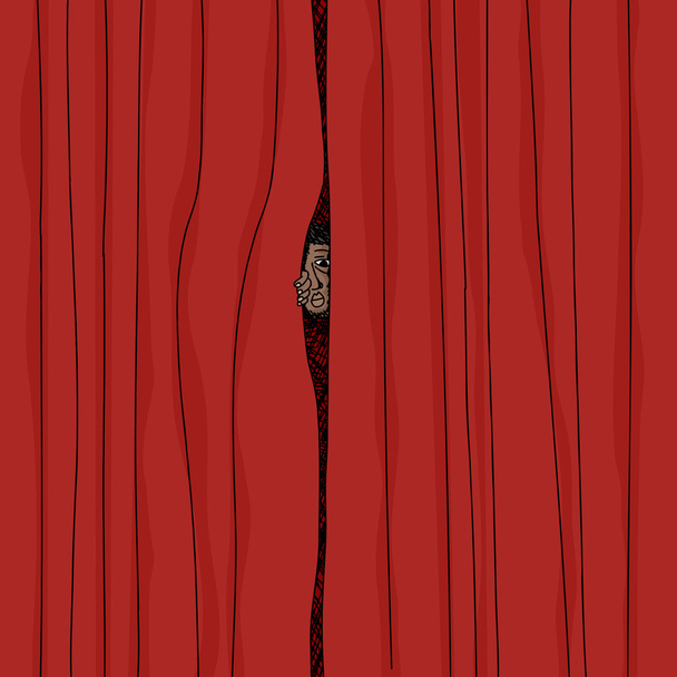 Peeking From Curtain - Vector, Image
