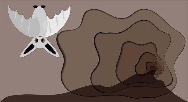 Pipistrello nella grotta. Illustrazione vettoriale. Stile carotene - Vettoriali, immagini