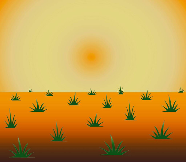 砂漠に沈む夕日、自然の背景、クリップアート  - 写真・画像