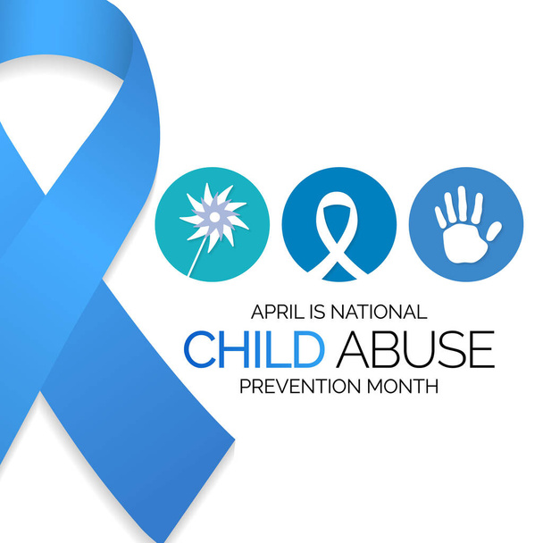 Národní měsíc prevence zneužívání dětí je každoročním dodržováním zvyšování povědomí a předcházení zneužívání dětí. Vektorová ilustrace - Vektor, obrázek