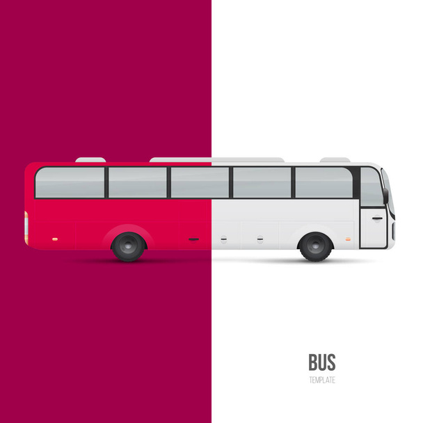 輸送用のデザインテンプレート。白いバスのモックアップ。広告やコーポレートアイデンティティのブランディング. - ベクター画像