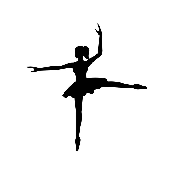 design silhouette nera con sfondo bianco isolato di danza classica donna - Vettoriali, immagini