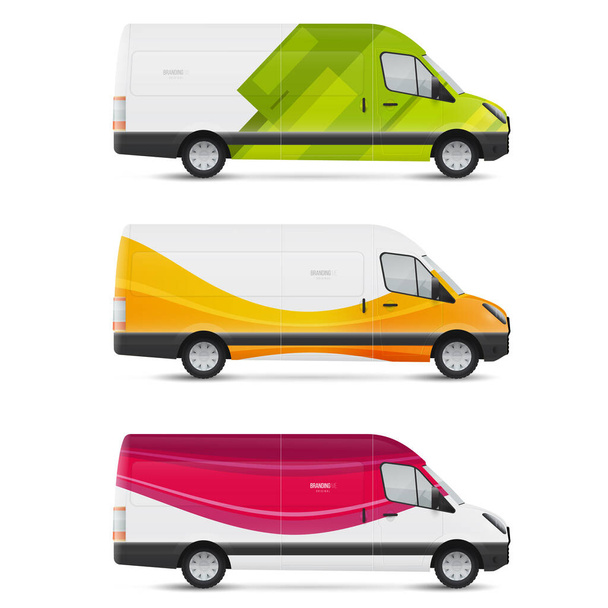 Mockup autobus bianco. Set di modelli di design per il trasporto. Branding per pubblicità, business e corporate identity. - Vettoriali, immagini