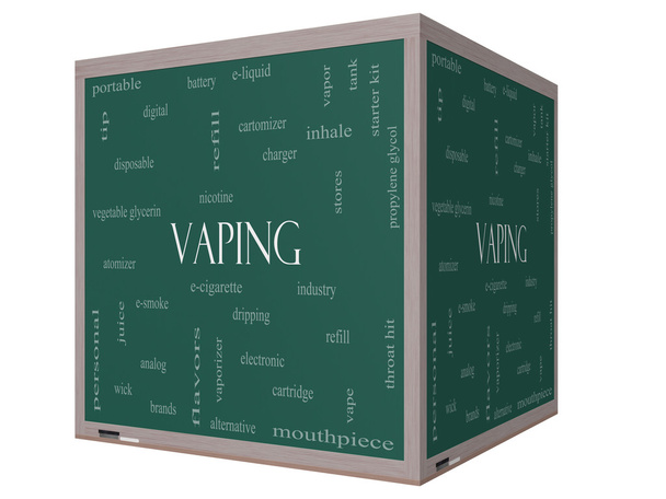 Vaping Word Cloud Concept on a 3D cube Blackboard - Photo, Image