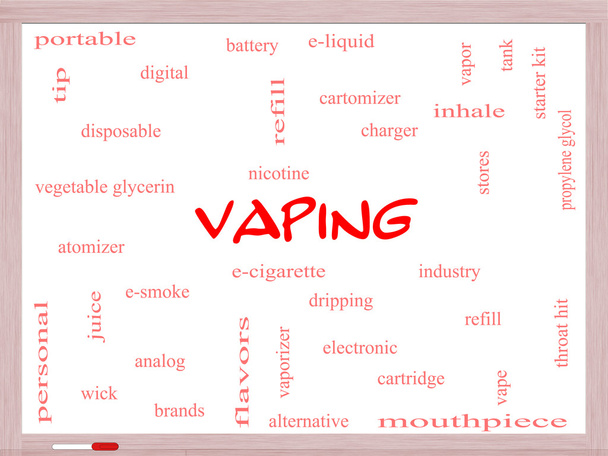bir beyaz tahta üzerinde Vaping kelime bulutu kavramı - Fotoğraf, Görsel