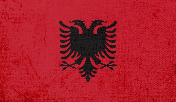 Σημαία Αλβανίας με κυματιστή υφή grunge. Ιστορικό διανύσματος. - Διάνυσμα, εικόνα