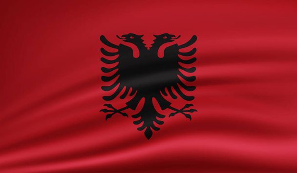 Albanien-Flagge mit wehendem Grunge. Vektorhintergrund. - Vektor, Bild