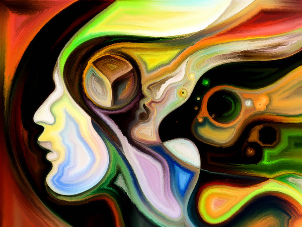Painting of female and male profiles on the topic of romance, relationship and love. - Photo, Image
