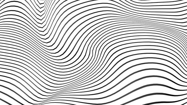 Schwarz-weiße Kurve Wellenlinie abstrakter Hintergrund. - Foto, Bild