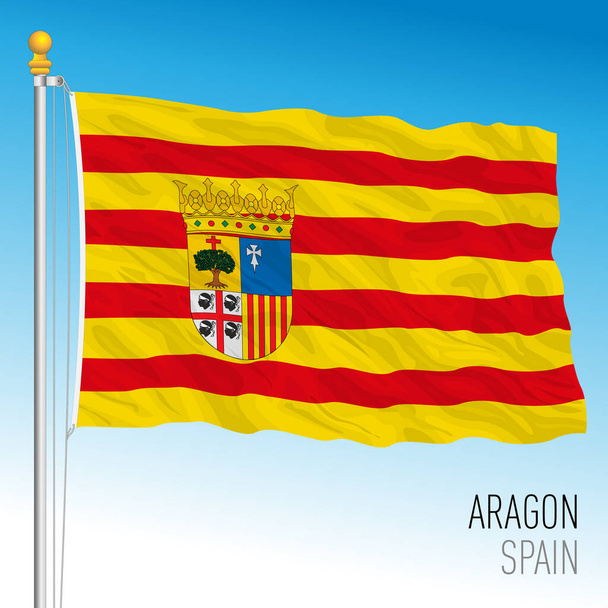2- Bandera de Aragón, Comunidad Autónoma de España, Unión Europea, ilustración vectorial - Vector, imagen