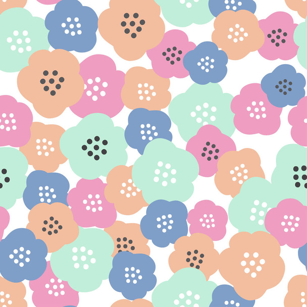 Patrón floral con flores planas en el fondo blanco. patrón creativo con el concepto de primavera - Vector, Imagen