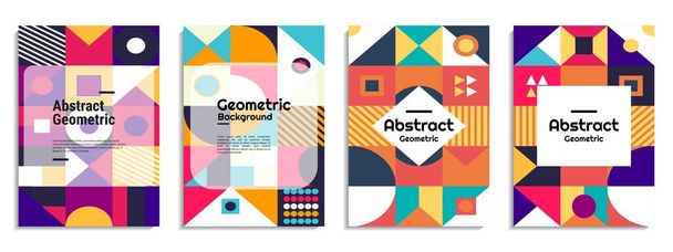 Modern abstract background cover set with colorful geometric shapes. It is suitable for posters, banners, book covers, invitations, flyers, etc. Vector illustration - Vektori, kuva