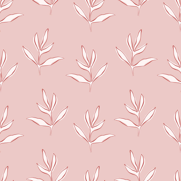 Hand drawn seamless vector pattern with peony branches and leaves. Botanical vector backdrop for romantic holidays and wedding design. Minimalistic vector floral background. Line art floral pattern - Vector, Image