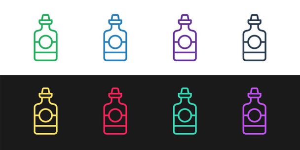 Set line Tequila bottle icon isolated on black and white background. Mexican alcohol drink.  Vector - Vector, Image