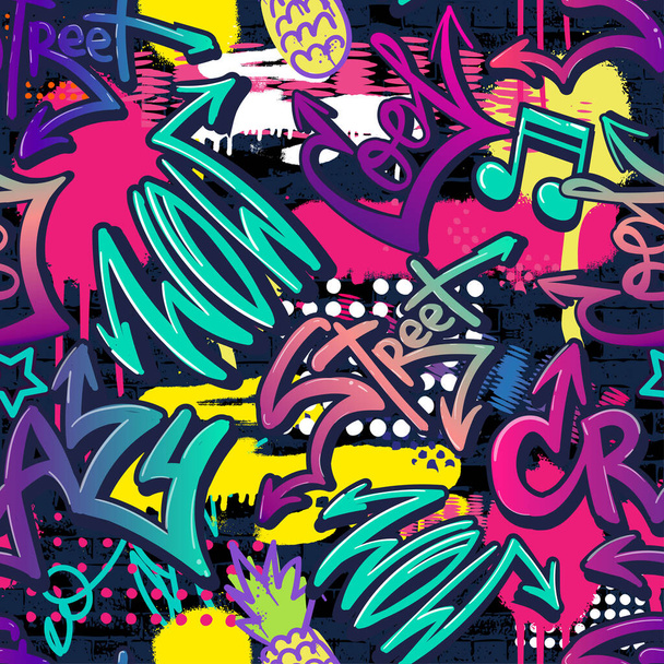 Αφηρημένη απρόσκοπτη Graffiti φόντο για τον αθλητισμό κλωστοϋφαντουργίας, ρούχα μόδας, χαρτί περιτυλίγματος. Grunge γεωμετρικές επαναλήψεις φόντο. στολίδι στυλ γκράφιτι - Διάνυσμα, εικόνα