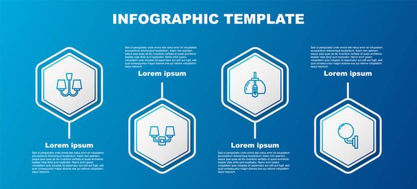 Set line Chandelier, Wall lamp or sconce,  and . Business infographic template. Vector - Vector, Image