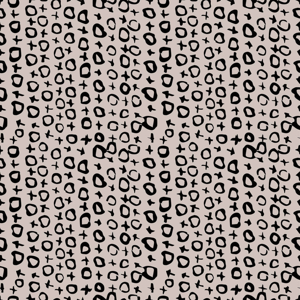 Seamless pattern with black noughts and crosses on a beige background. - Vector, Image