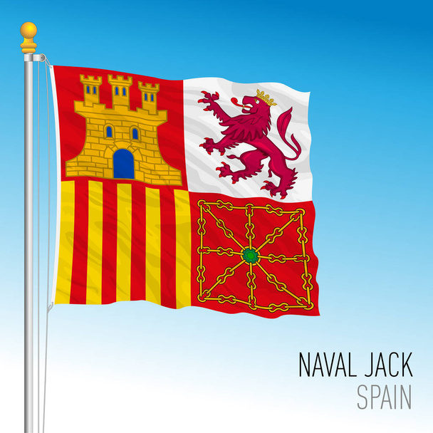 Іспанія, прапор з бушшпітом ВМС Іспанії, векторна ілюстрація - Вектор, зображення