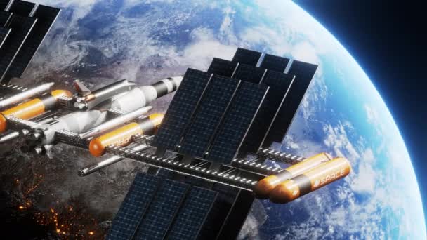 ISS aus nächster Nähe fliegt über Erdatmosphäre - Filmmaterial, Video