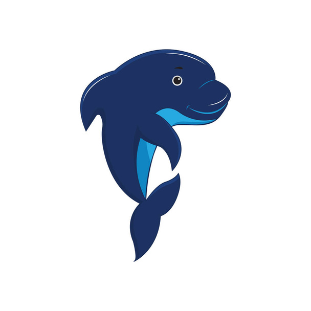 Yunus, su altında yüzen bir deniz hayvanıdır. Çizgi film vektör çizimi beyaz arkaplanda izole edildi. - Vektör, Görsel