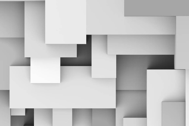 Abstract white and gray geometric cubic background. isometric square 3d render. - Photo, Image