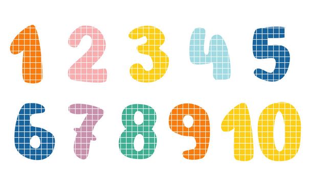 Numeri vettoriali colorati per bambini, modello di biglietto di compleanno - Vettoriali, immagini