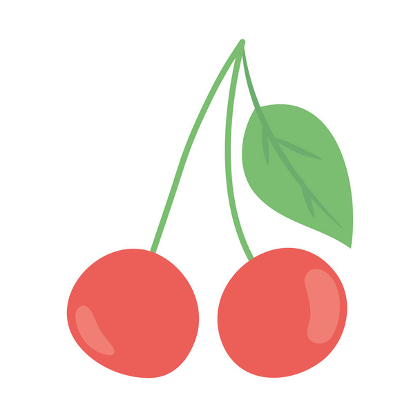 kersen fruit icoon, platte stijl - Vector, afbeelding