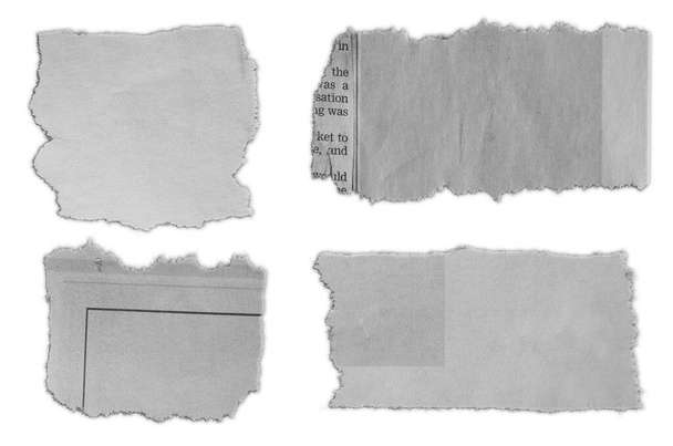 Cuatro pedazos de papel desgarrado sobre fondo liso  - Foto, Imagen
