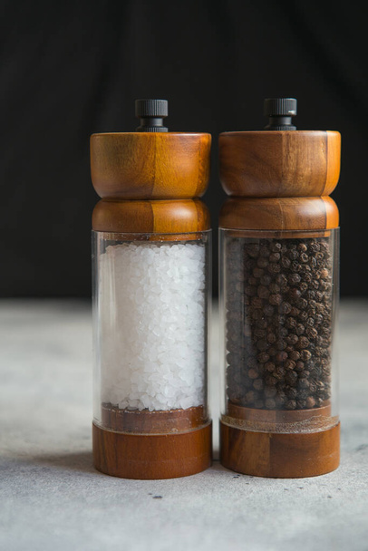 Wooden Salt And Pepper grinder Set for cooking - Photo, Image