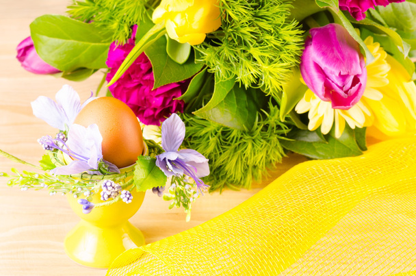 Velikonoční vajíčko s květinami - Fotografie, Obrázek