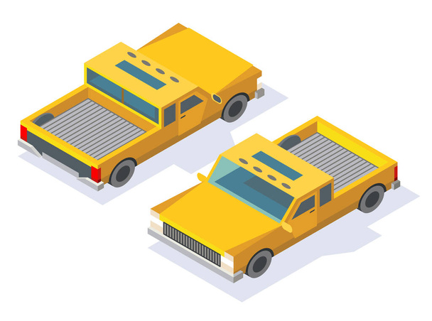 Modern isometric car icon design. Urban transport for passenger or service. Car with shadow. Transportation technology for infographics or web and game design - Vector, Image