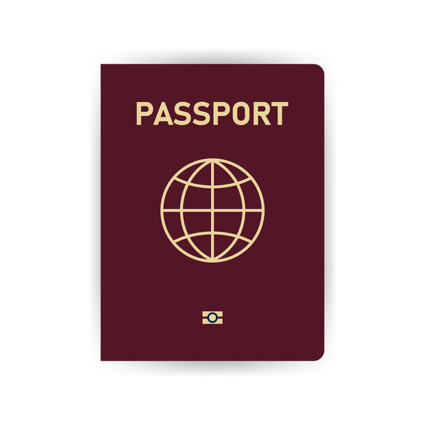 Passaporto modello realistico su sfondo bianco. Documento di viaggio e immigrazione. Illustrazione vettoriale. - Vettoriali, immagini