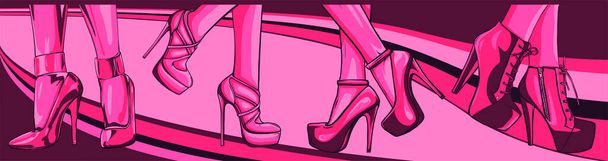 Векторні дівчата на високих підборах. Модна ілюстрація. Жіночі ноги у взутті
. - Вектор, зображення
