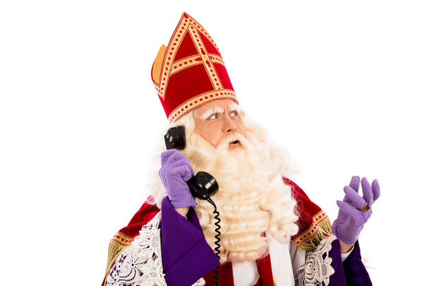 Sinterklaas met telefoon - Foto, afbeelding
