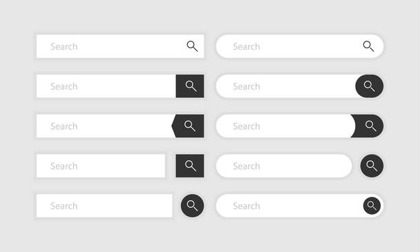 Search bar vector element with diferent design, set of ten search boxes ui template on gray background. Vector - Vector, Image