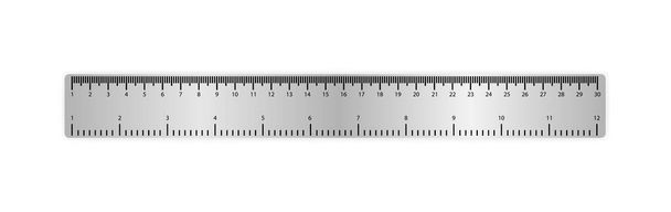Medida de metal Regla de cinta medida métrica de la escuela sobre fondo blanco. Vector. - Vector, Imagen