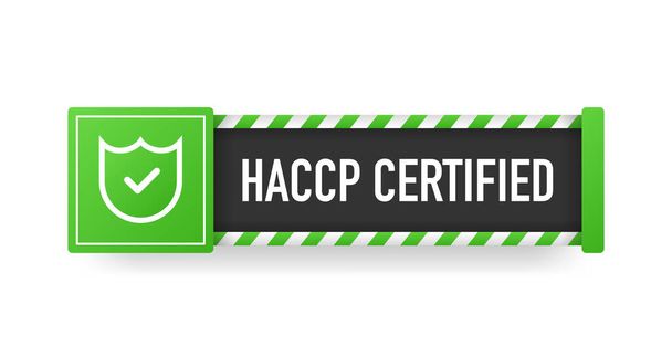 HACCP CERTIFIED groen teken. Gestreept frame. Banner geïsoleerd op witte achtergrond. Vectorillustratie. - Vector, afbeelding