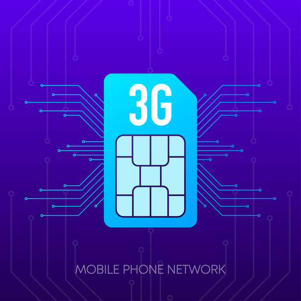 Cellulare 3G scheda SIM logo di rete su sfondo gradiente astratto. Vettore - Vettoriali, immagini