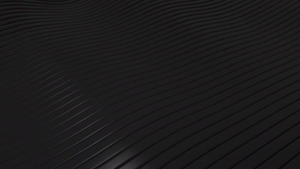 3D-Rendering Nahaufnahme abstrakte schwarz silber geräucherte metallische Streifen schneiden wellenförmigen Hintergrund. Minimalismus Illustrationskonzept. 4K Motion Graphic Design Filmmaterial Video - Filmmaterial, Video