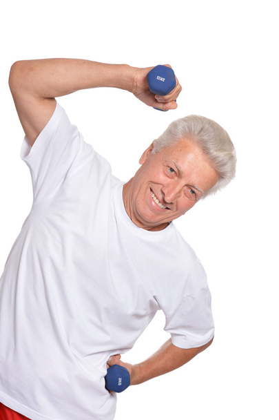 Elderly man in gym - Фото, изображение