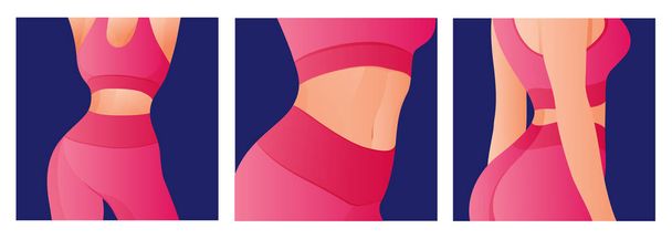 Fat and Slim Girls` Hips. before and after Stock Vector