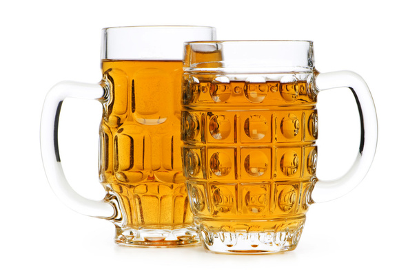 白い背景上に分離されてビールのグラス - 写真・画像