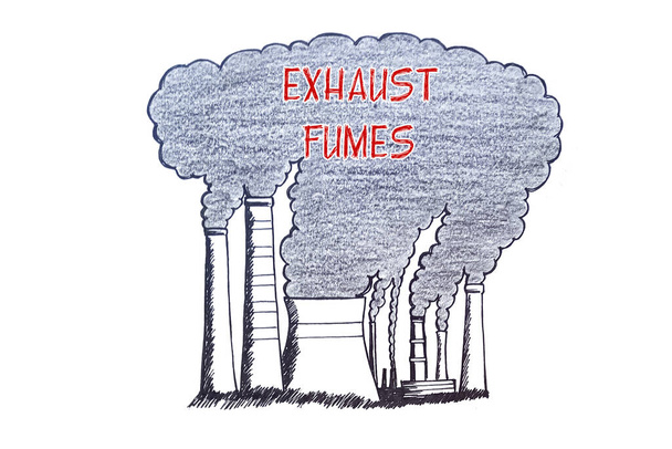 World saving concept meaning EXHAUST FUMES with inscription on the piece of paper - Photo, Image