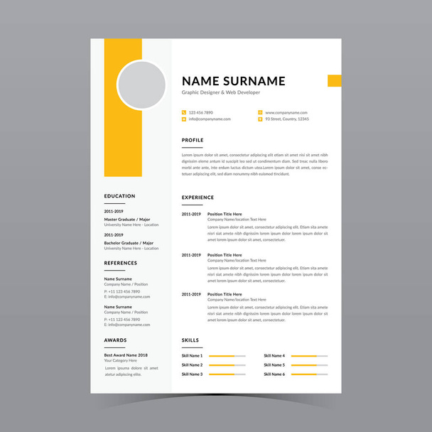 Professional Resume Template Vector Design - Vector, Image