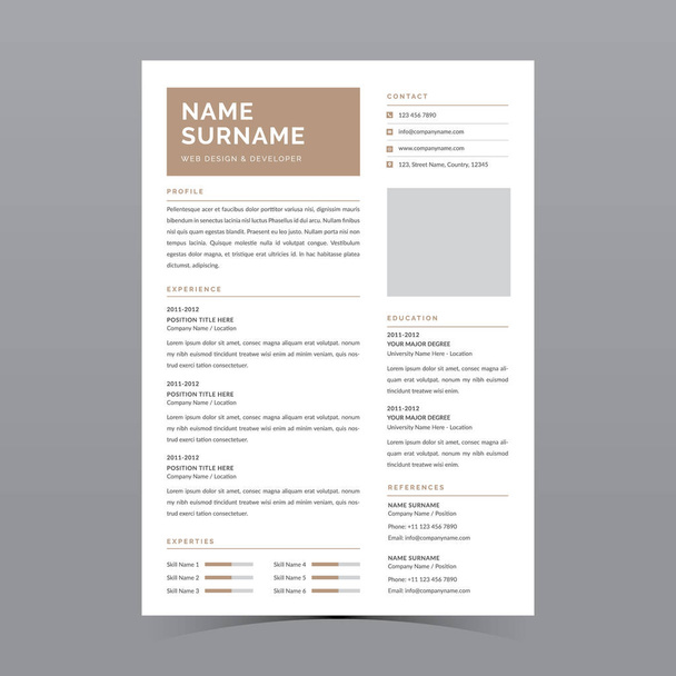 Professional Resume Template Vector Design - Vector, Image